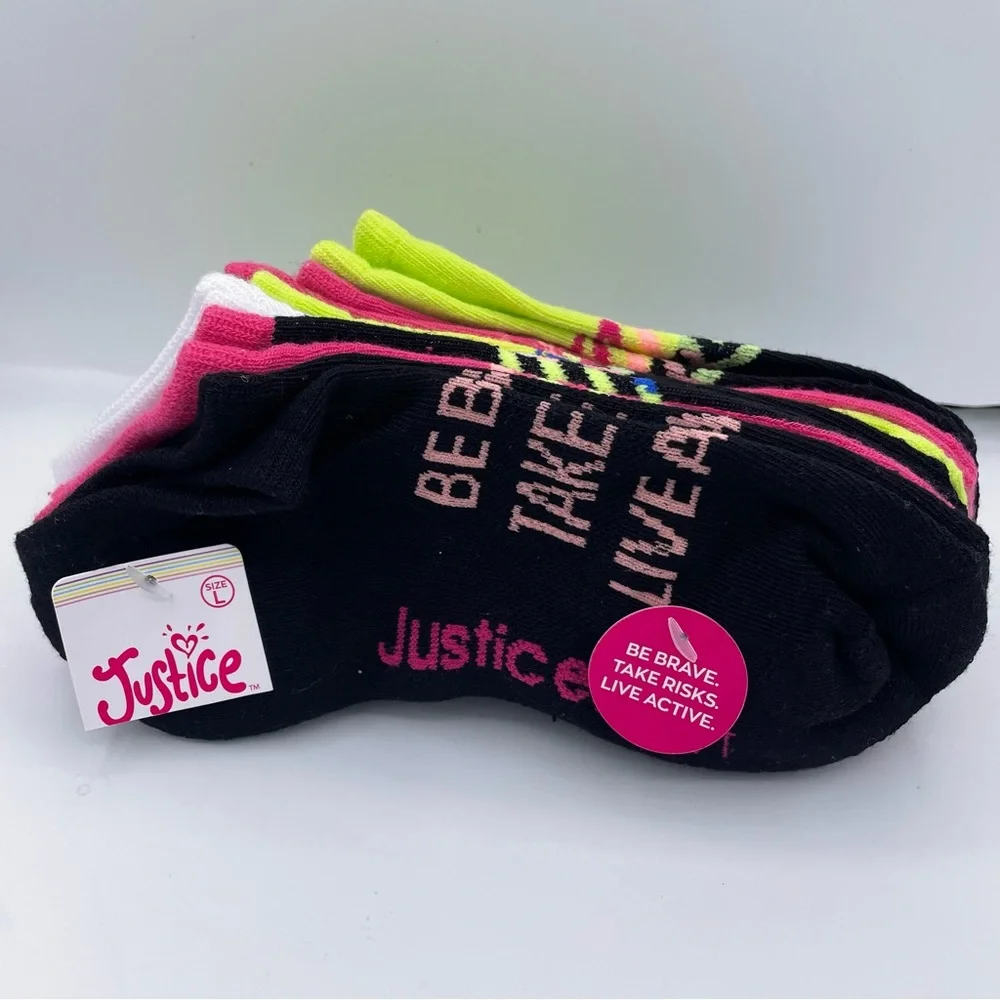 JUSTICE 6pair girl socks Size Large 4-10